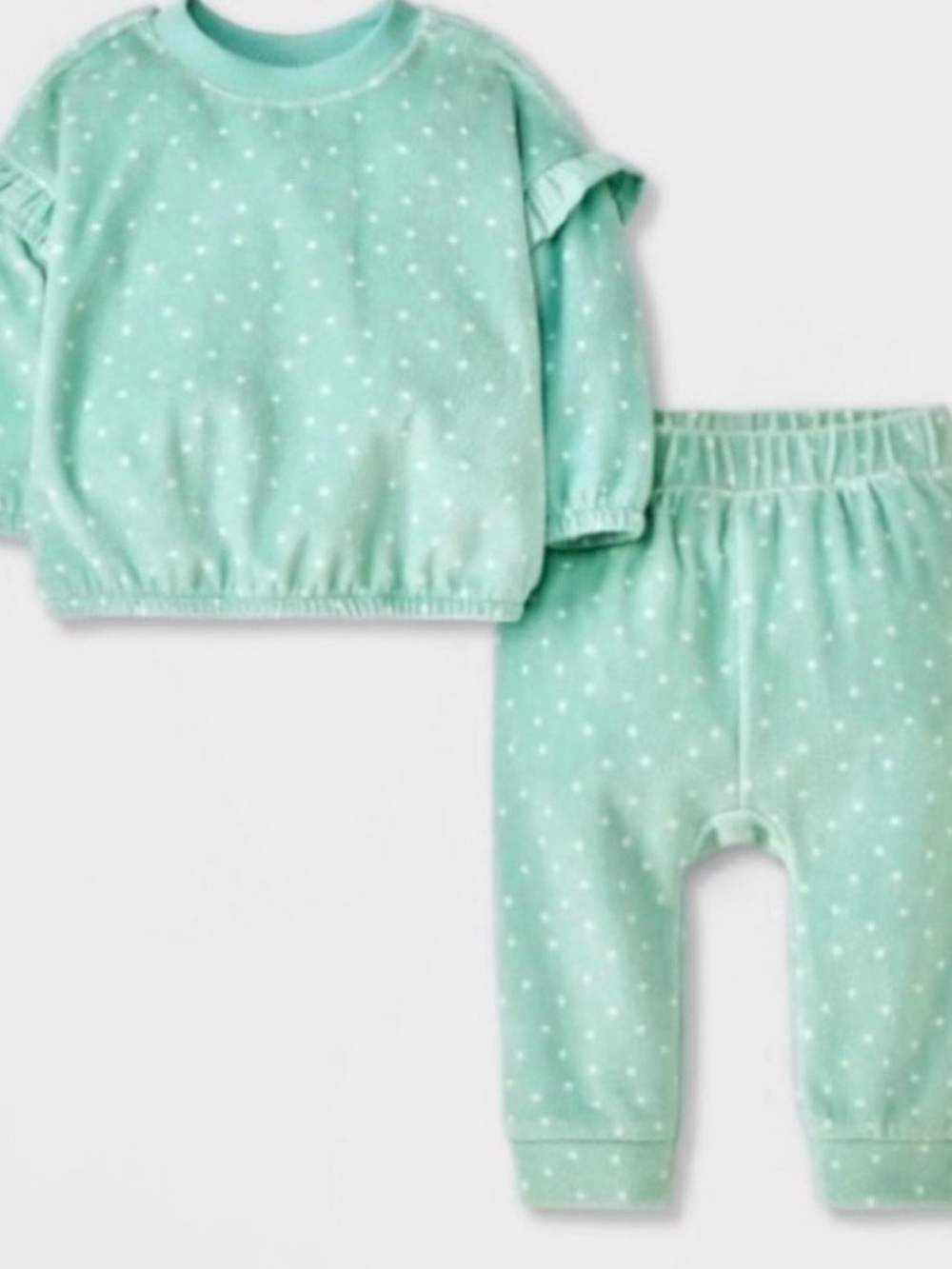 Baby Girls' Velour Top & Bottom Set - Cat & Jack™ Mint Size 6-9M New